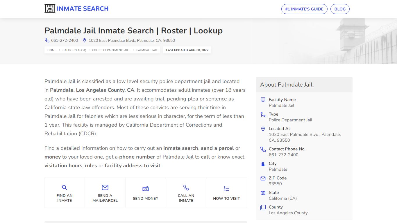 Palmdale Jail Inmate Search | Roster | Lookup