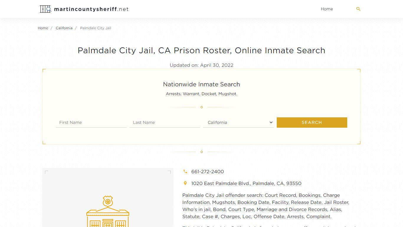 Palmdale City Jail, CA Prison Roster, Online Inmate Search ...