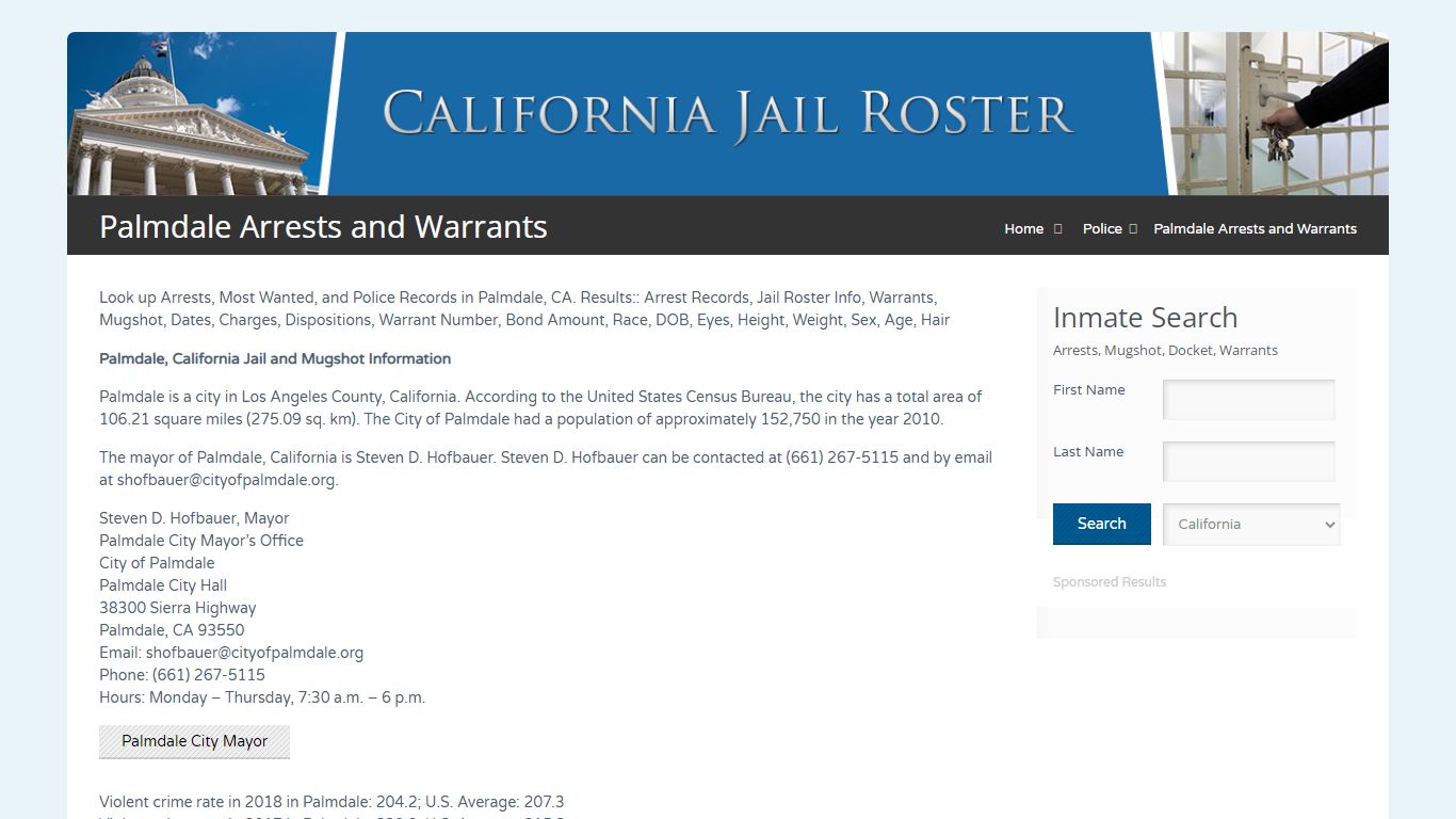 Palmdale Arrests and Warrants | Jail Roster Search